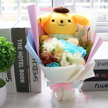 

Christmas gift Cute Stuffed Animal Plush Toy Pom Pom dog plush Animal Flower Bouquet Creative Valentine's Day gift