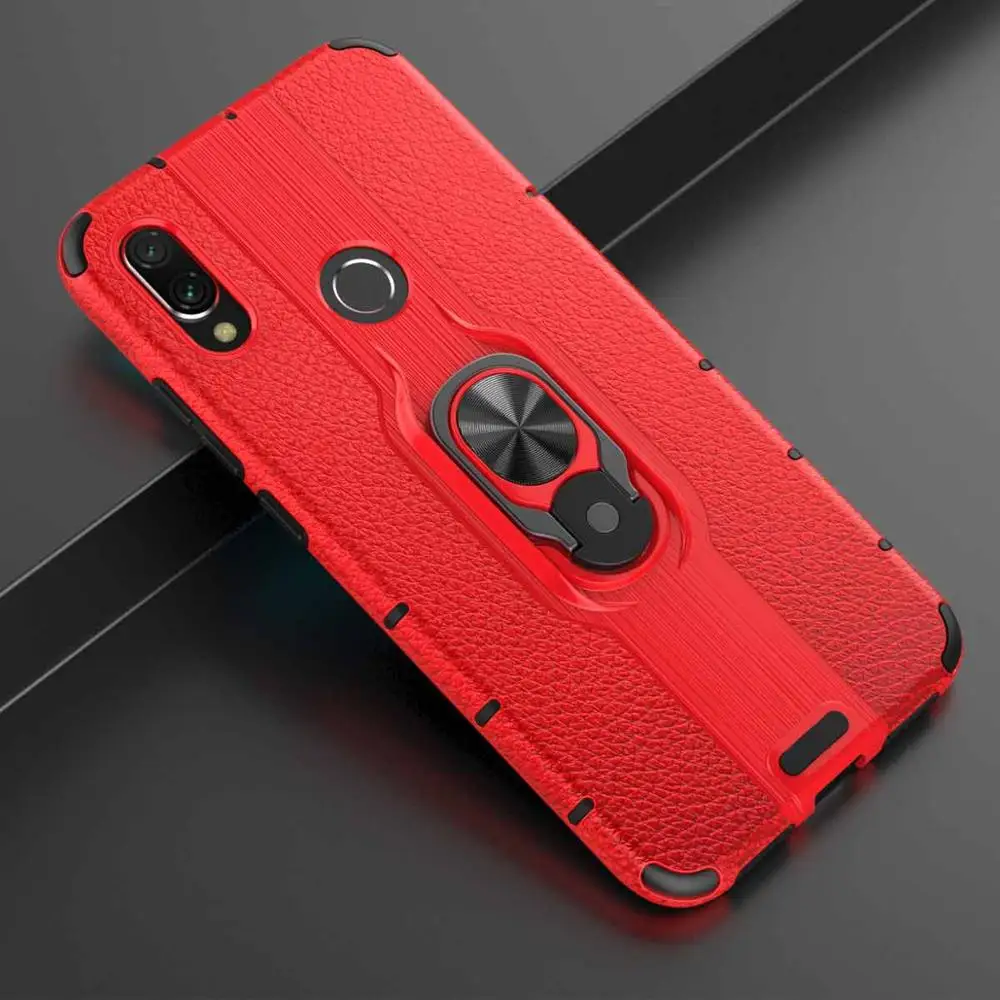 

For Xiaomi Redmi Note7 Note7 Pro for Xiaomi Redmi 7 Case Finger Ring Car PU Leather Stand Holder Back Cover for Xiaomi Redmi 7