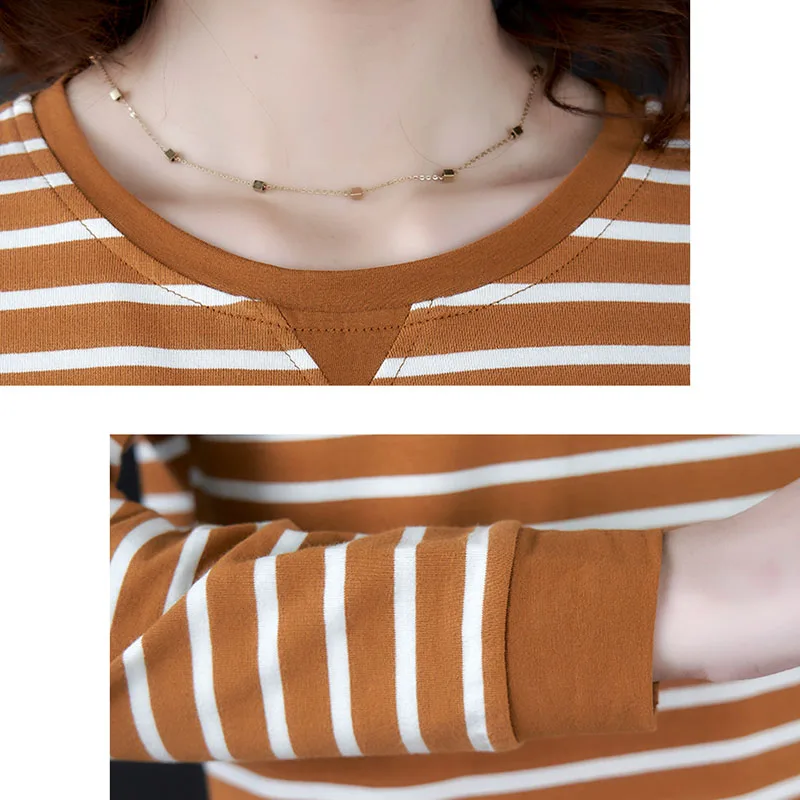 Футболка с длинным рукавом Женская 2020 новая Хлопковая полосатая футболка