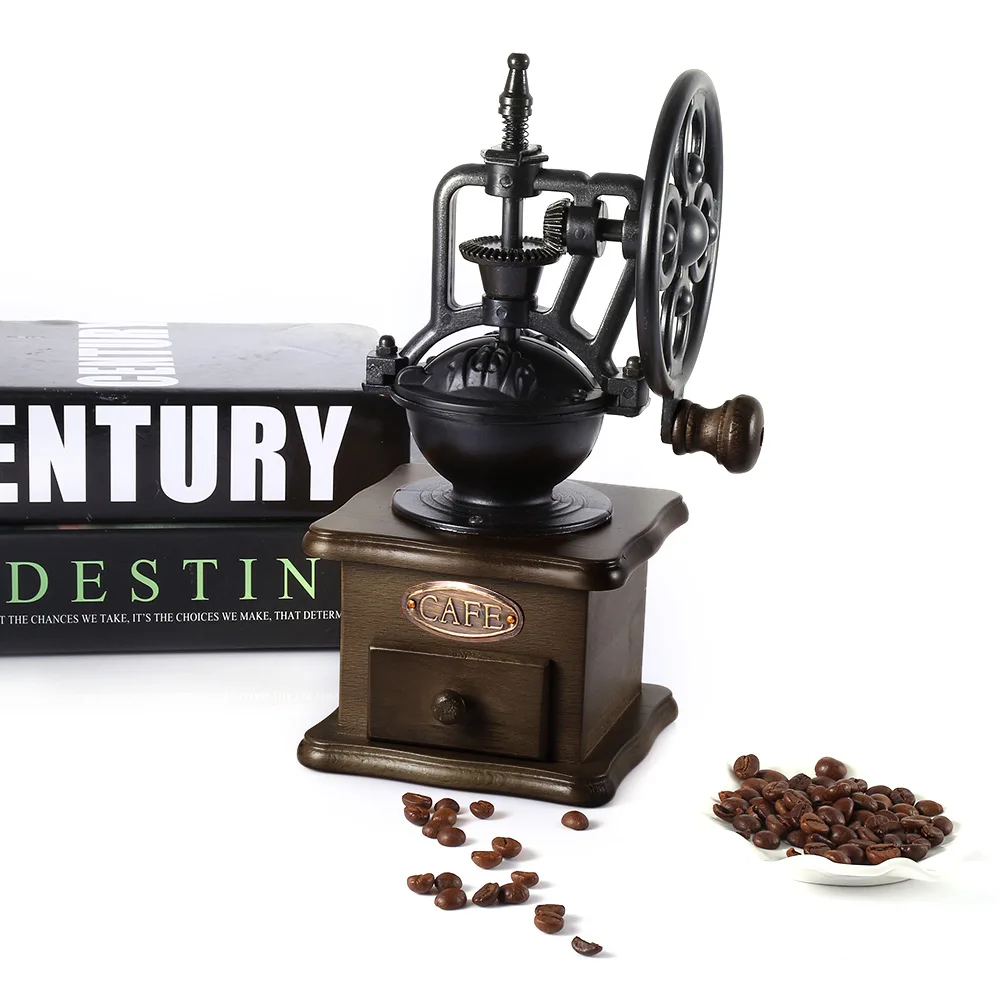 Manual Coffee Grinder Retro Style Wooden Coffee Bean Mill Grinding Ferris Wheel Design Hand Coffee  - 4000367485997