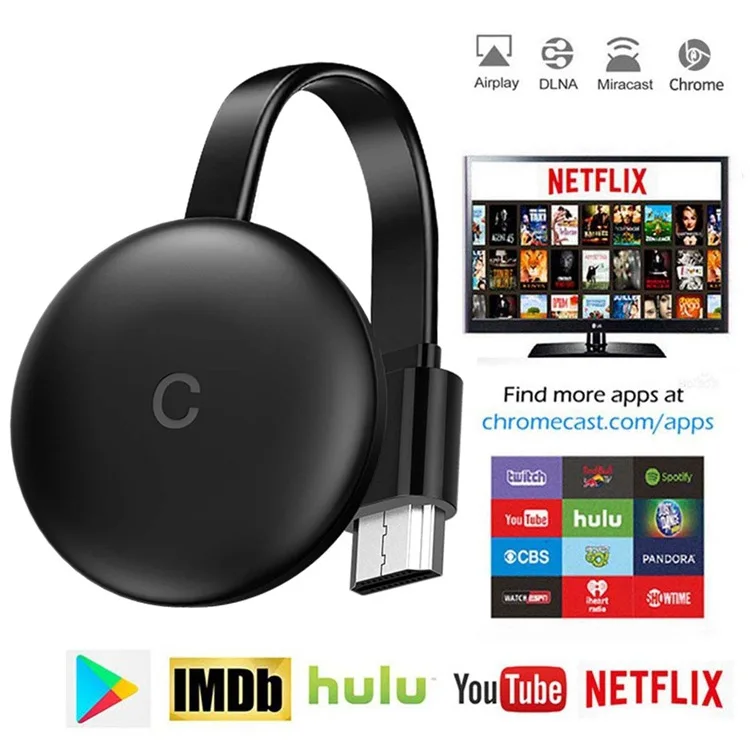 Adapter For Google Chromecast 4K HD Player 5G/2.4G WiFi Display Screen Mirroring 1080P HD For Google Home Yutube