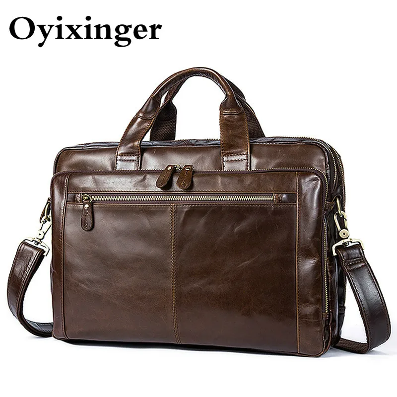 OYIXINGER Мужские портфели мужские сумки мессенджеры из натуральной кожи для
