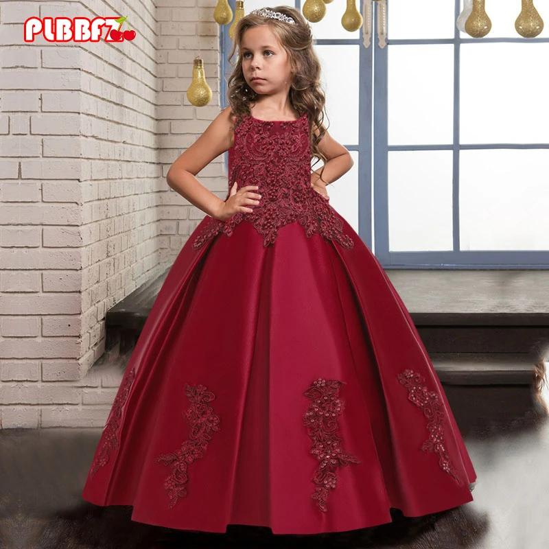 kids red party dress