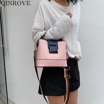 

Women Crossbody-Bags 2020 NEW Arrival Handbags Candy Color Square Shape PU Leather Female Soft Small Designer Bags Pink Black