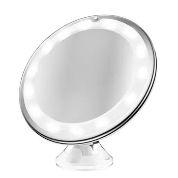 

10x Makeup Mirror with LED Lights Cosmetic Light up Illuminated Magnification Mirrors with Gooseneck