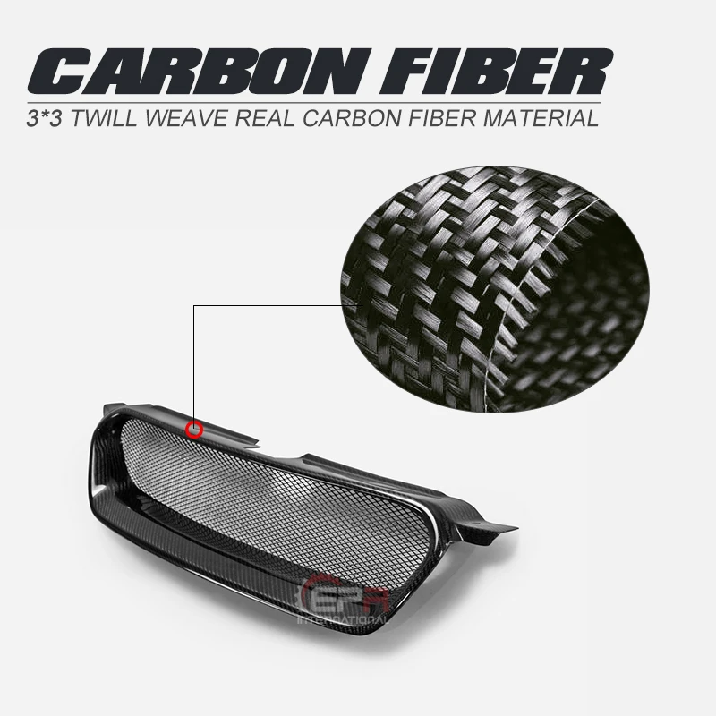 

Car-styling Carbon Fiber Front Grill Glossy Finish Bumper Grille Fibre Grills Cover With Mesh Drift Trim For Legacy 2007-2008