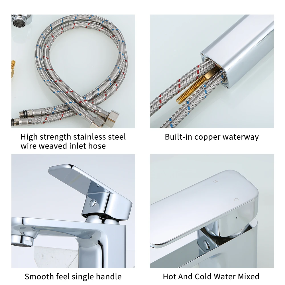 Single Handle Bathroom Faucet Bar Sink Kitchen Basin Ceramic Valve Core Copper Hot and Cold Water Mixed Water Tap