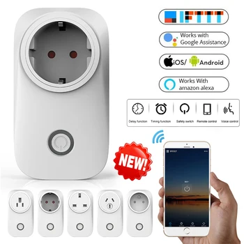 

Smart Plug Wifi Outlet Power Monitor Timer Remote Control Socket eu Alexa Google Wi-fi Plug UK Wireless Socket Israel IFTTT