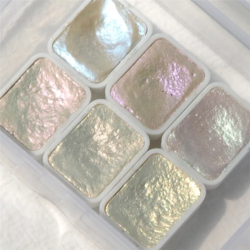 6pcs/box Nail Solid Pigment Watercolor Blue Purple Green Manicure Decor Metallic Draw Smudge Glitter Watercolor Nail Pigment nail pigment nail decoration nail decorations
