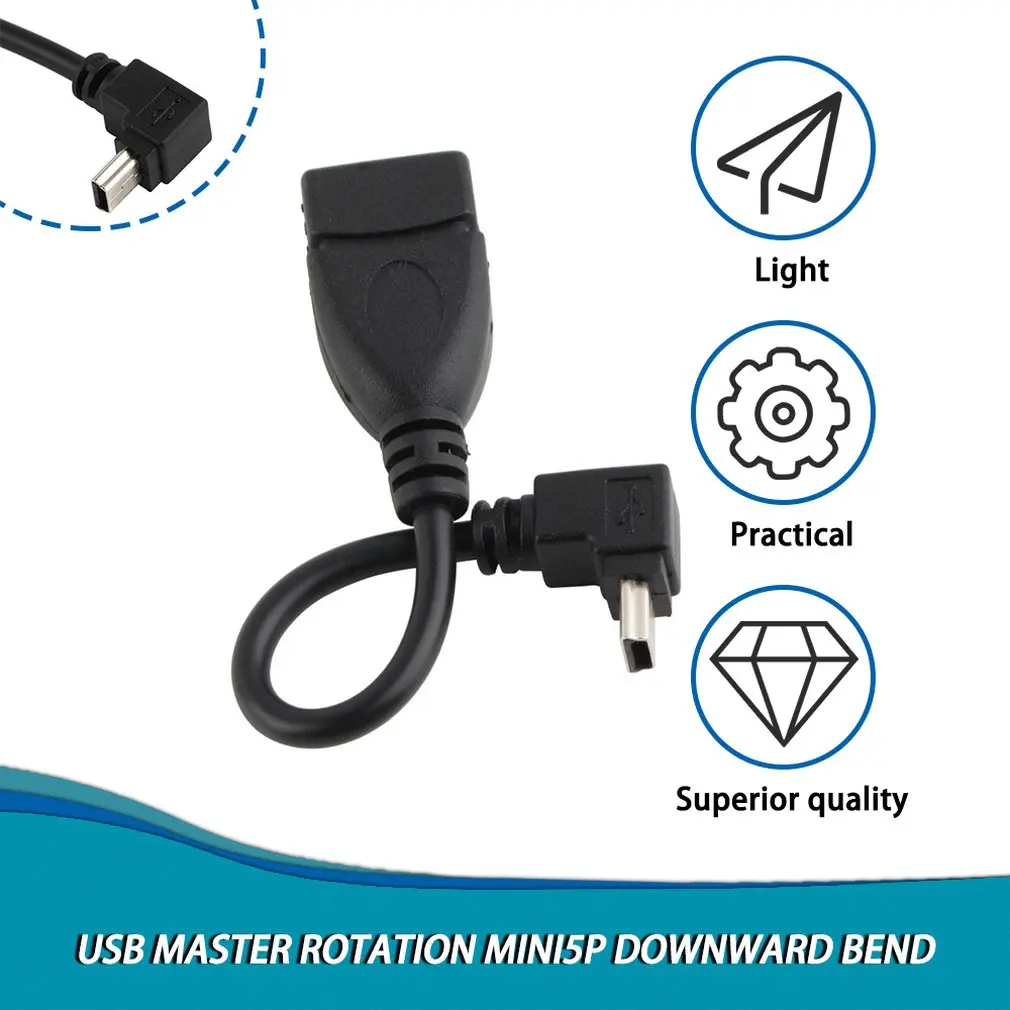 Высокое качество USB B Мужской адаптер преобразования USB A женский в мини 5P OTG кабель Шнур вниз