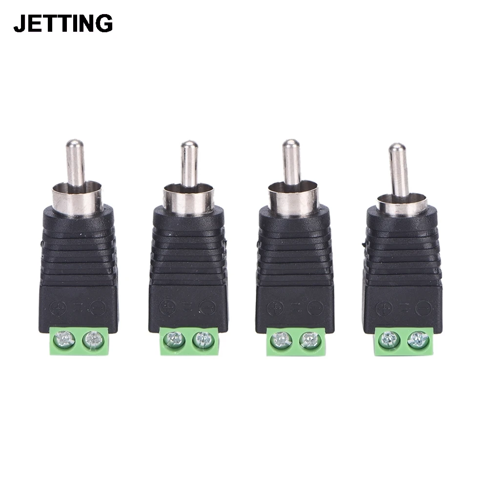 

4pcs/Lot CCTV Phono RCA Male Plug TO AV Terminal Connector Video AV Speaker Wire Cable To Audio Male RCA Connector Adapter