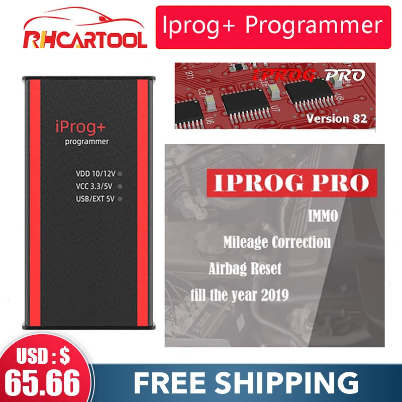 Programmeur de voiture Iprog + V84, Support IMMO, Correction de kilométrage, réinitialisation de l'airbag, Iprog Pro jusqu'en 2019, Carprog/Digiprog/Tango