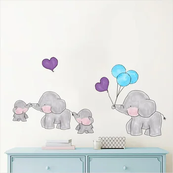 

Cartoon Elephant Dots Balloon Wall Stickers Animal Kids Rooms Decoration Vinyl Wallpaper Baby Bedroom waterproof DIY Wall Decals