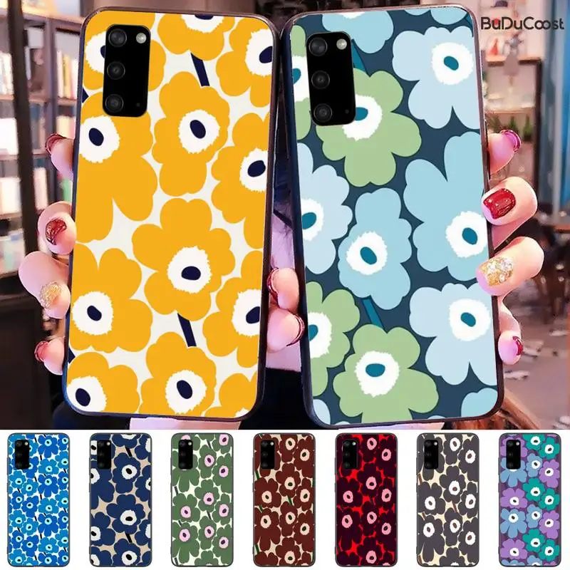 

Slok Marimekko Blue Flower Soft black Phone Case For Samsung Galaxy S9 S10 S10E S6 S7 S8 S9 S9Plus S5 S20