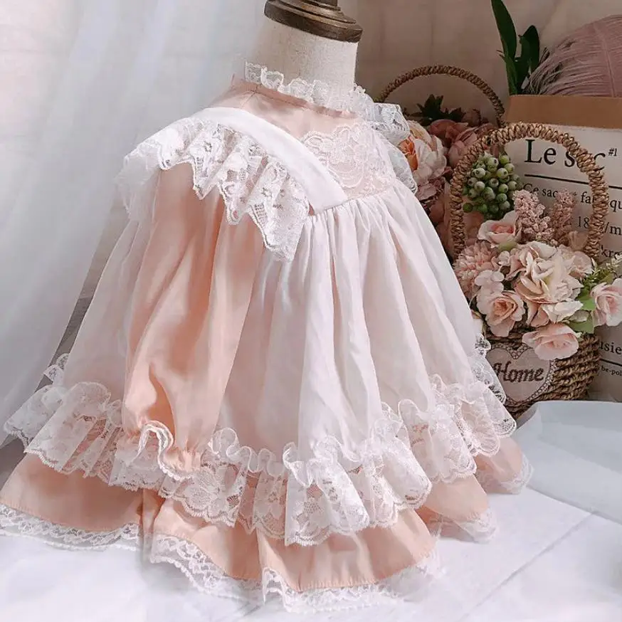 Испанский винтажный Дворцовый стиль, платье принцессы для девочек детское милое кружевное платье из двух предметов, детская одежда, Vestidos Y1903