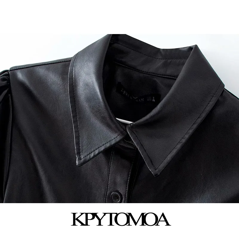 KPYTOMOA женское модное мини платье из искусственной кожи с поясом винтажные женские