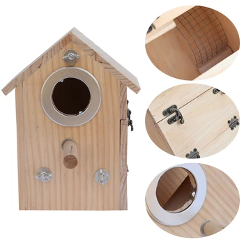 

Mini With Screws Nest Craft Bird House Non Toxic Durable Breeding Box Vertical Form Practical Wooden Side Opening Easy Clean