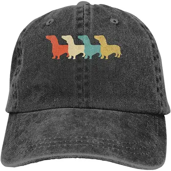 

Vintage Dachshund Unisex Washed Denim Baseball Cap Fish Hat Adjustable Back Closure Trucker Hat