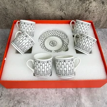 Juego de tazas de cerámica de grado superior para café, té, leche, para beber con asa, para la oficina, regalo novedoso con caja Original, 6 piezas