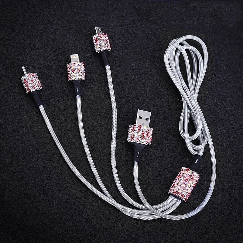 Алмазный кристалл 3 в 1 USB кабель для зарядки iPhone зарядный кабель для передачи данных type-C type-c Micro USB кабель для samsung Xiaomi провод