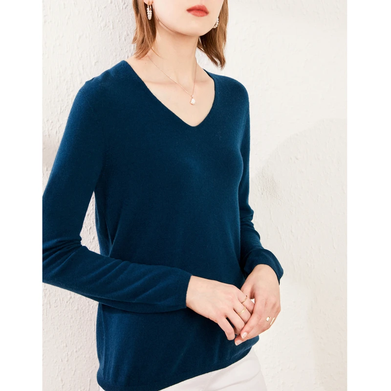 SuyaDream woman Wool sweaters 100%Wool V neck