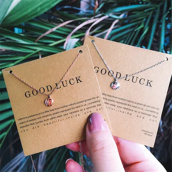 

OBEAR Silver Plated Golden Silver Lucky Pendant Necklace Simple Wild Charm Collar for Women Party Jewelry Gifts