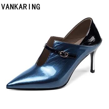 

trendy thin high heels sexy pointed toe women's pumps elegant slip-on office lady high heeled women's mixed color leather pumps