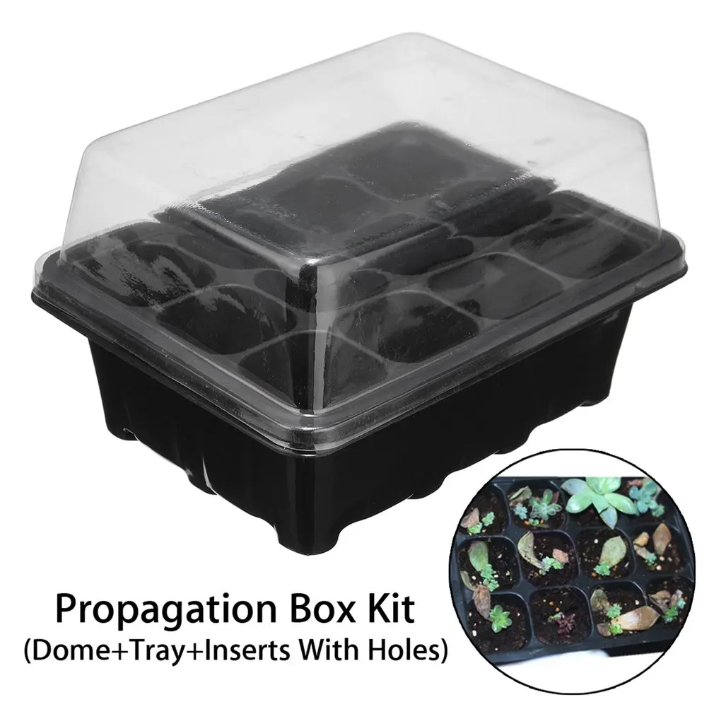 Inserti con fori Vassoio di propagazione Plant Seed Cloning Insert Clone Grow Box Lotenlli 12 Box Plug Propagation Box Kit Dome Vassoio 