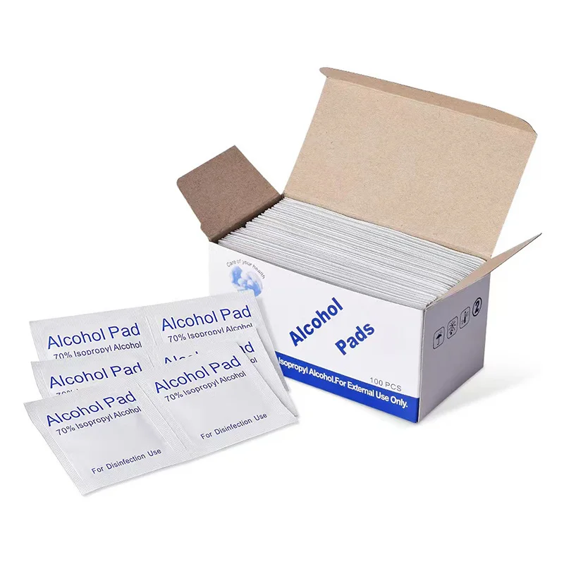 100 Pcs Alcohol Wet Wipe Disposable Disinfection Prep Swap Pad Antiseptic Skin Cleaning Care Jewelry Mobile Phone Clean Wipe