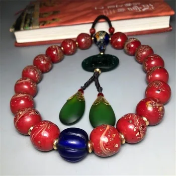 

Ancient materials Phoenix glass melon-shaped 18-piece hand-held unisex braccialepulsera jewelry handmade w2010 retail wholesale