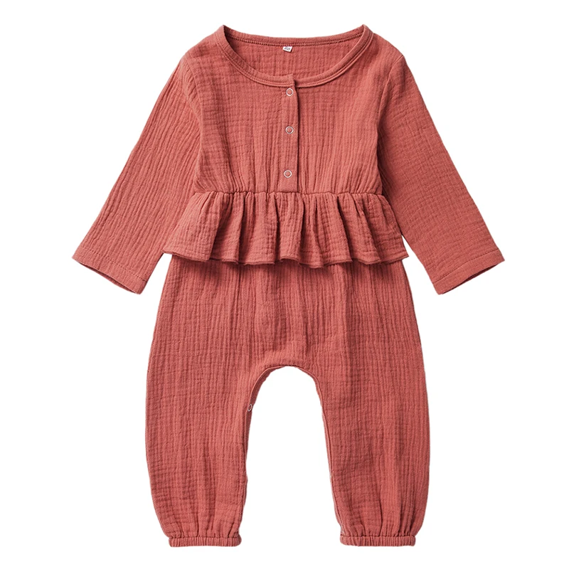 

1Pc Baby Girl Autumn And Winter Long Sleeve Brick Red Hoodie Jumpsuit Cotton Attractive Causal Outfits Baby Bodysuit Clothing