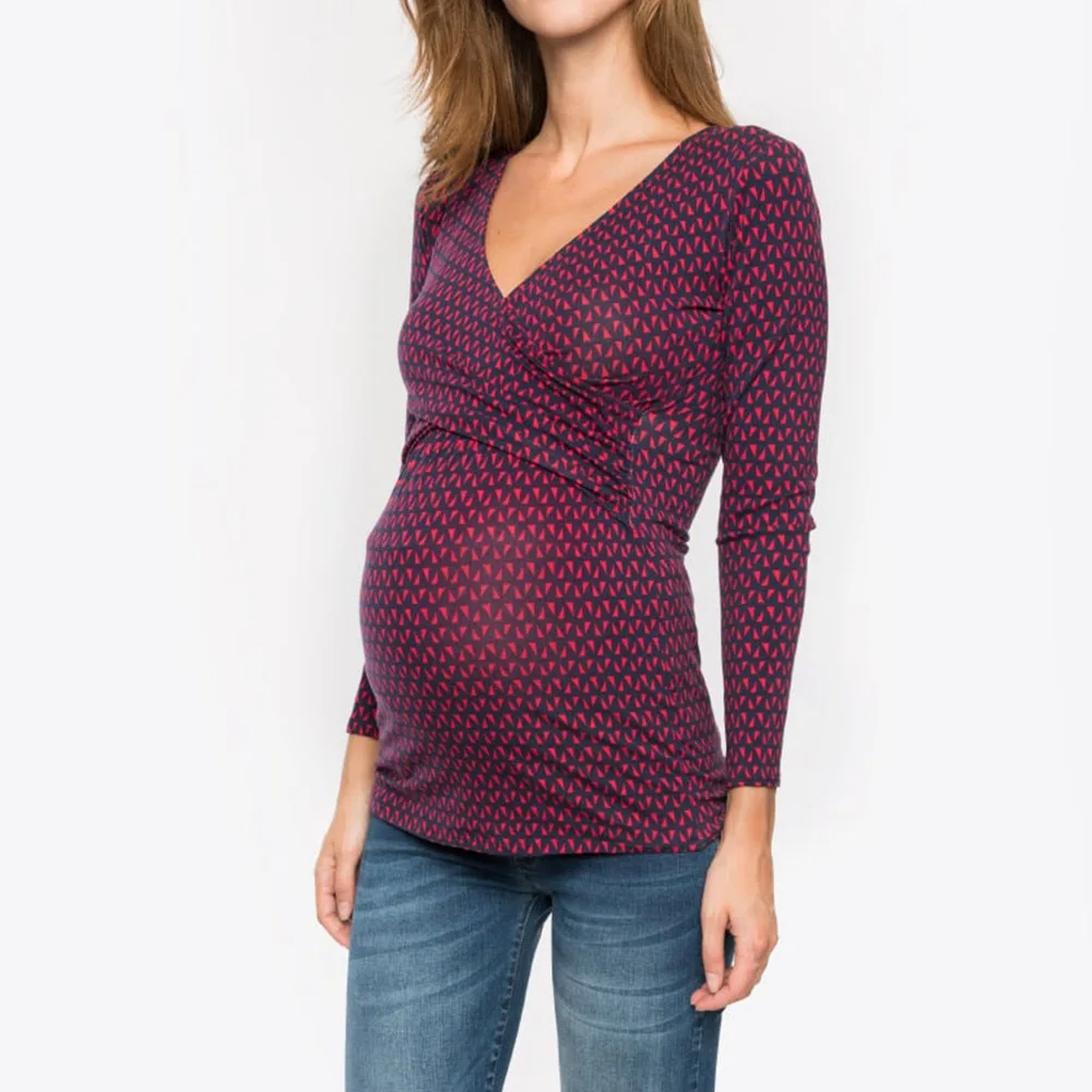 Одежда для грудного вскармливания, женская футболка для материнства, топ для кормления, Двухслойная футболка с принтом «Летающий журавль», Одежда для беременных женщин