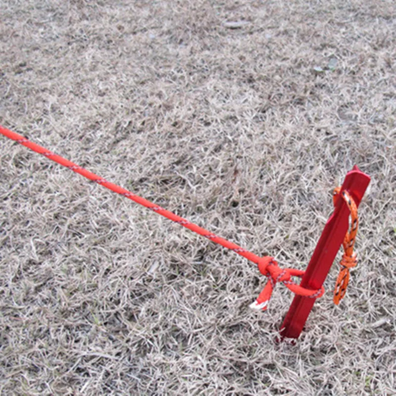 Alloy Tent Nail 18cm Aluminum Three-sided Ground Nail Outdoor Tent Peg With Rope