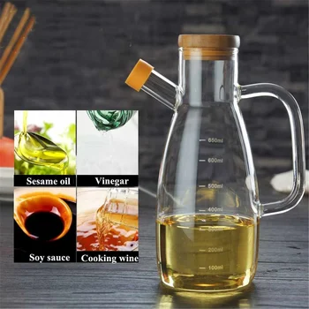 

Hot Kitchen Tools Cooking Seasoning Bottle Dispenser Sauce Bottle Glass Storage Bottles for Oil and Vinegar Measuring Tool 650ml