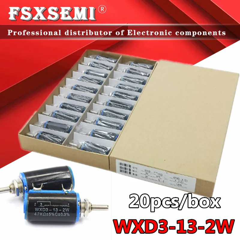 20pcs WXD3-13-2W 100 220 470 1K 2K2 3K3 4K7 10K 22K 33K 47K Ohm 100R 220R 470R 2.2K 3.3K 4.7K WXD3-13 2W Wirewound Potentiometer