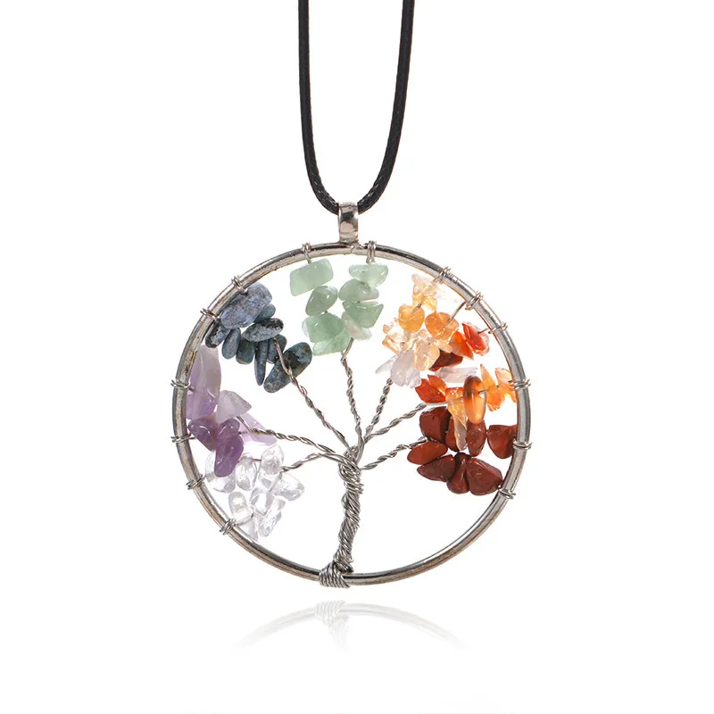 

Pendant Necklace Copper Crystal Natural Stone Necklace Quartz Stones Pendants Women Christmas Gift