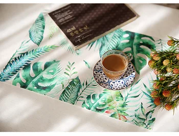 

Those Time INS Flamingo Table Mat Western-style Placemat Green Vegetation Insulated Placemat Household Restaurant PVC Waterproof