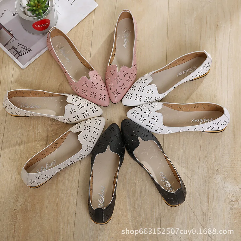 

2019 New Style Versatile Korean-style Fashion Pointed Shoes Women Flat Hollow out Porous Shoes Women's Moccosins Women's Fashion