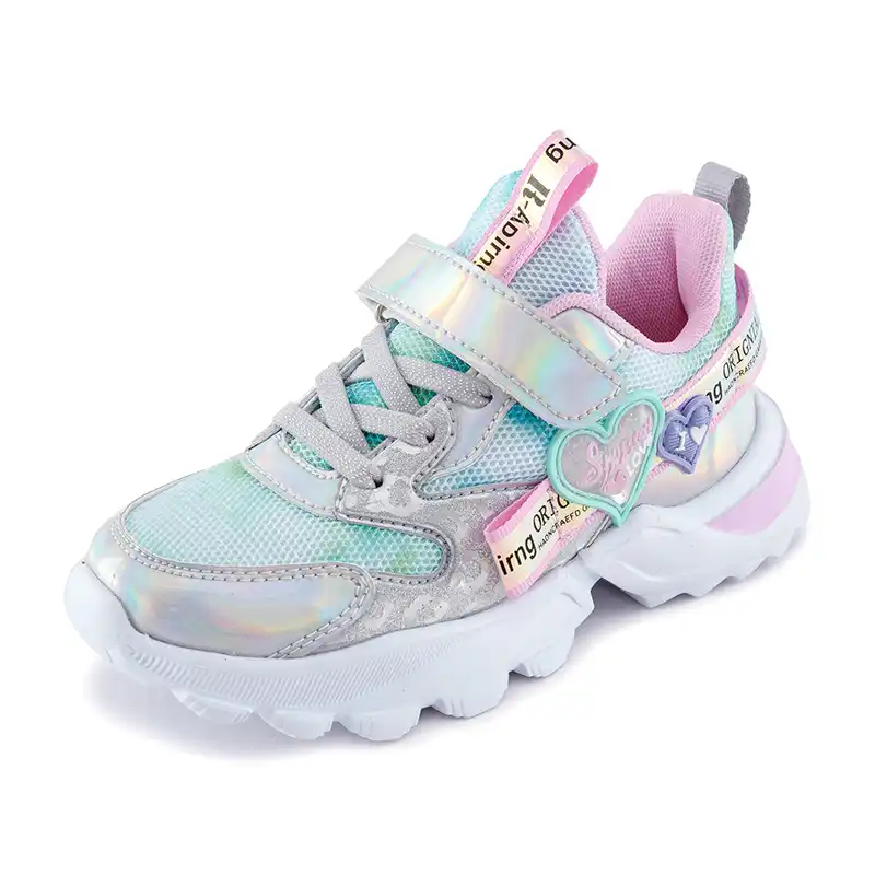 女の子ための子供靴スニーカー子供スニーカー女の子カジュアルシューズ虹メッシュ通気性ファッション女の子靴新ゴム スニーカー Aliexpress