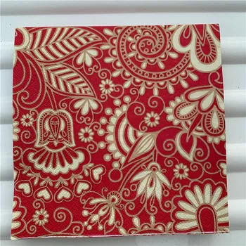 

Decoupage wedding paper napkins elegant tissue pattern red golden flower heart lattic striped vintage festive hotel dinner decor