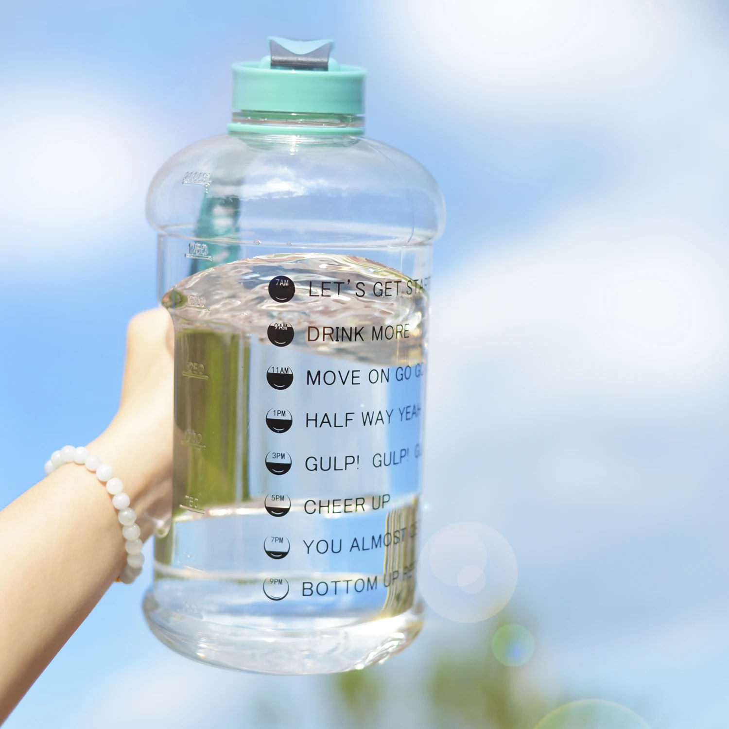 

new 2.2L water bottle bpa free large capacity with motivational time marker dishwashersafe for gift office picnic travel tour