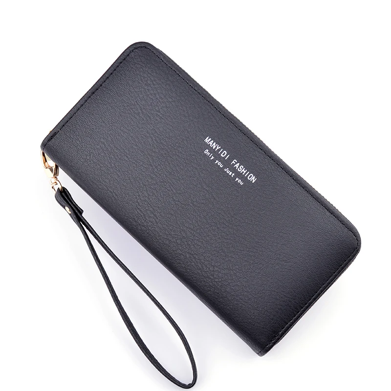 

New style women's wallet women's long zipper clutch bag large capacity simple retro PU soft leather phone bag hot sale