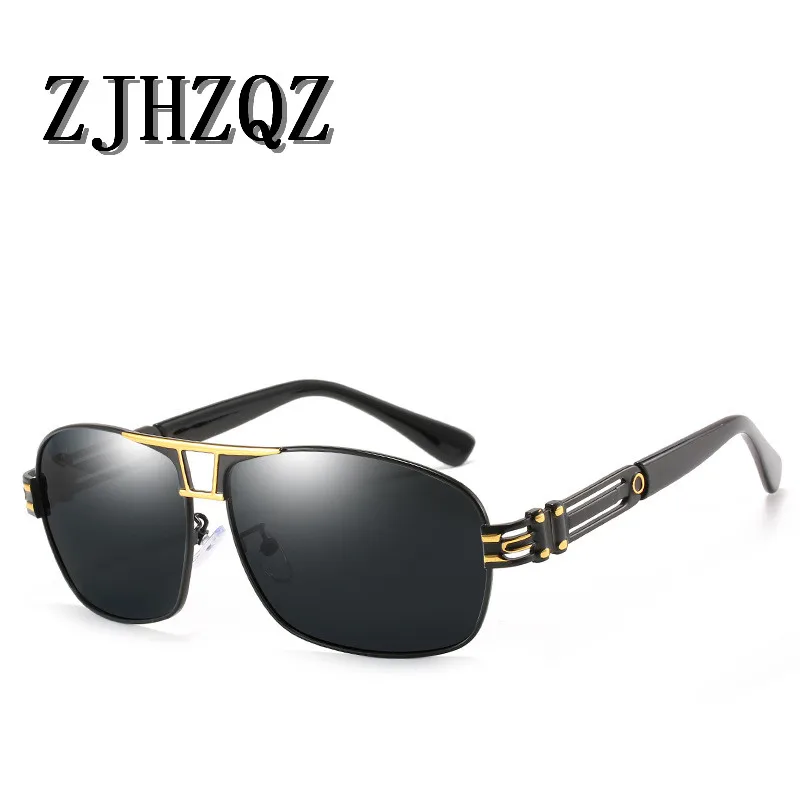 Gold Black Мужские Винтажные ажурные поляризационные солнцезащитные очки, квадратные очки пилота, Ретро стиль, UV400 линзы, очки, аксессуары, солнцезащитные очки для мужчин/женщин - Цвет линз: Gold Black