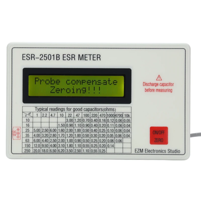 novo esr2501b capacitor esr dcr tester teste 01