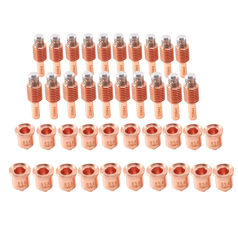 

1 Set Of 20 Pcs 220842 Plasma Electrodes + 20 Pcs 220816 Plasma Tips, for Hypertherm Powermax 45/65/85/105