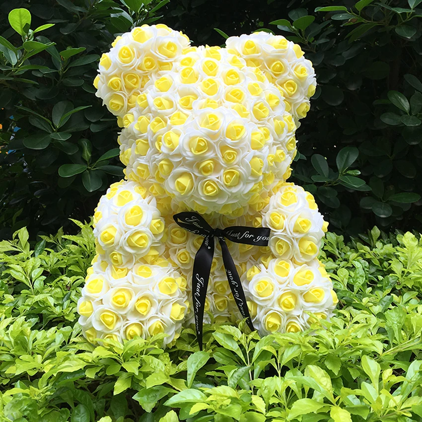 2020new Rose Bear 40 см плюшевый медведь искусственные пенные цветы упаковка для подарка с медведем на День Святого Валентина подарок свадебное украшение «розы»