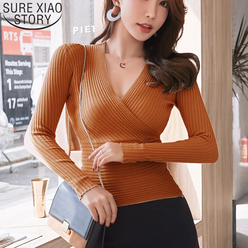 Autumn New Fashion Elegant Knitted Women Sweater Casual Women Blouses Women Tops O-neck Long Sleeve Women Clothing 5459 50