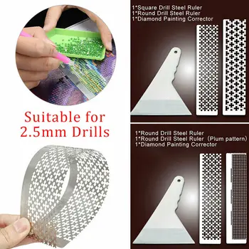 

3Pcs/Set DIY Square Dot Drill Ruler Embroidery 5D Diamond Square Drill Steel Ruler Dotting Rhinestone Point Drilling Tools