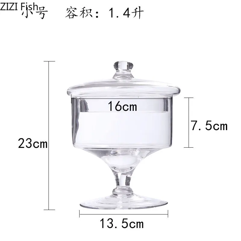 Transparent Glass Cake Stand with Lid Candy Jar with Glass Cover Wedding Dessert Display Stand Home Candy Storage Tank