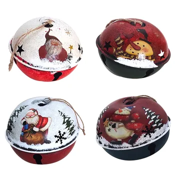 

1pcs Christmas Big Jingle Bells Cartoon Santa Paint Bell Christmas Tree Hanging Ornaments Crafts Festival Bells Pendant